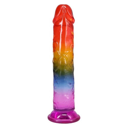 На фото дилдо Doc Johnson Crystal Jellies - 8.5 Inch Сlassic Dong - Rainbow