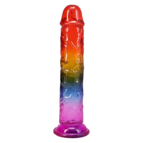 На фото дилдо Doc Johnson Crystal Jellies - 8.5 Inch Сlassic Dong - Rainbow