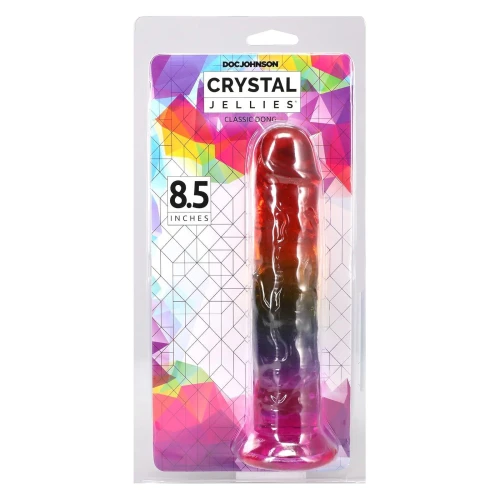 На фото дилдо Doc Johnson Crystal Jellies - 8.5 Inch Сlassic Dong - Rainbow
