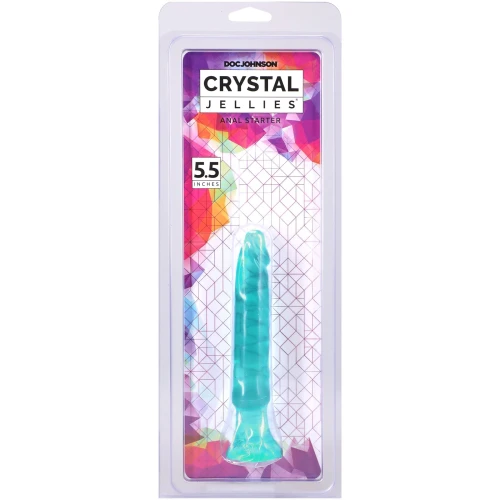 На фото дилдо Doc Johnson Crystal Jellies - Anal Starter - 5.5 Inches - Teal