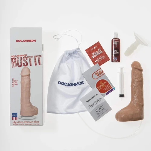 На фото фаллоимитатор Doc Johnson The Realistic Cock ULTRASKYN - Squirting 9,5 Inch Vanilla