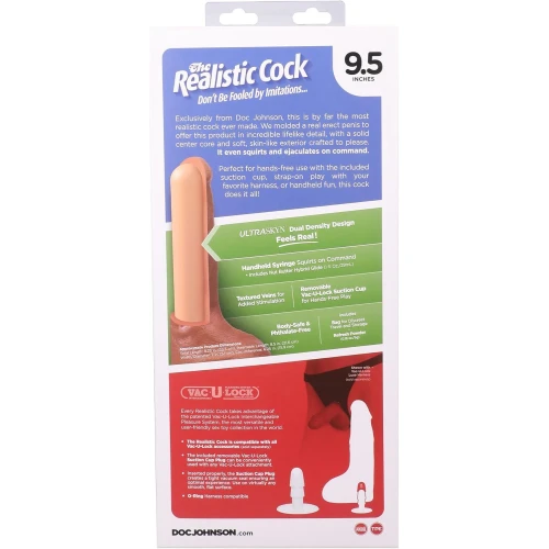 На фото фаллоимитатор Doc Johnson The Realistic Cock ULTRASKYN - Squirting 9,5 Inch Chocolate