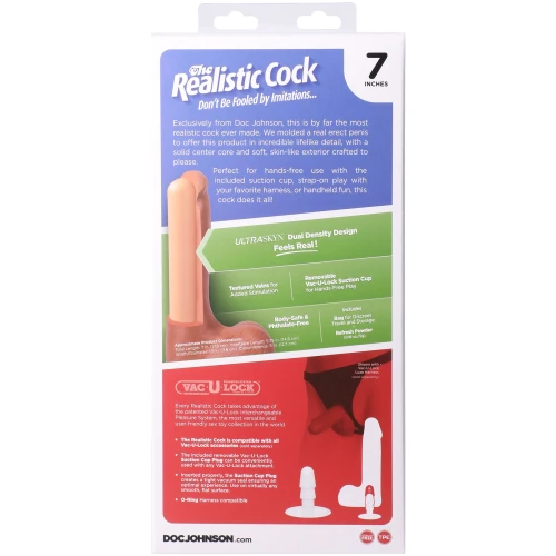 На фото фаллоимитатор Doc Johnson The Realistic Cock ULTRASKYN - 7 Inch with Balls Vanilla