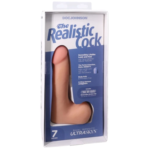 На фото фаллоимитатор Doc Johnson The Realistic Cock ULTRASKYN - 7 Inch with Balls Vanilla