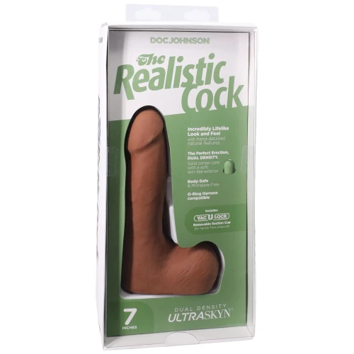 На фото фаллоимитатор Doc Johnson The Realistic Cock ULTRASKYN - 7 Inch with Balls Caramel