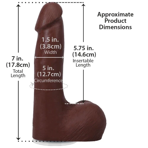На фото фаллоимитатор Doc Johnson The Realistic Cock ULTRASKYN - 7 Inch with Balls Chocolate