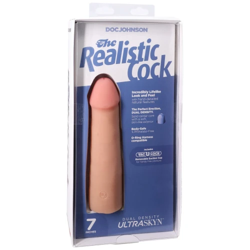 На фото фаллоимитатор Doc Johnson The Realistic Cock ULTRASKYN - 7 Inch Vanilla