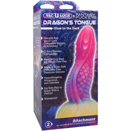 На фото фэнтезийный фаллоимитатор Doc Johnson Vac-U-Lock x Fantasy Fuckers Dragon's Tongue