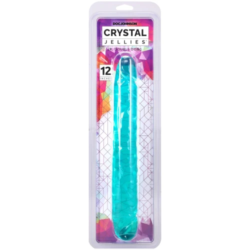 На фото фаллоимитатор двусторонний Doc Johnson Crystal Jellies 12" Jr. Double Dong Teal