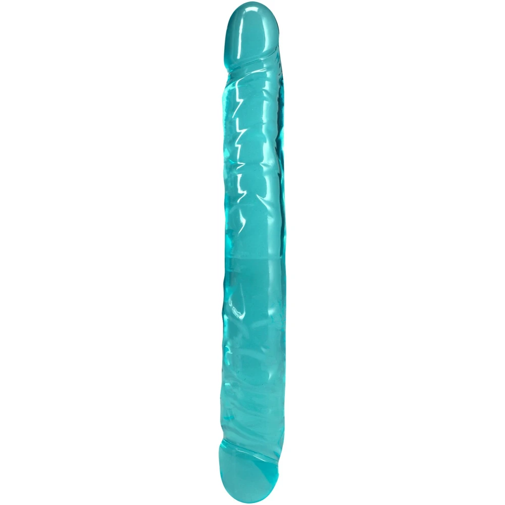 Фаллоимитатор двусторонний Doc Johnson Crystal Jellies 12 Teal