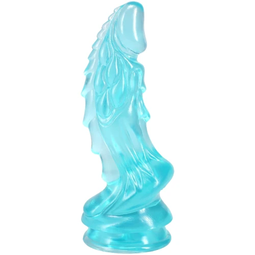 На фото фэнтезийный фаллоимитатор Doc Johnson Crystal Jellies - Invader Dong 8.5 Inch - Teal 