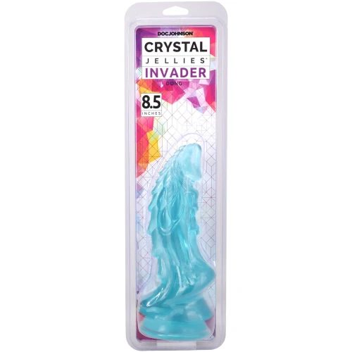 На фото фэнтезийный фаллоимитатор Doc Johnson Crystal Jellies - Invader Dong 8.5 Inch - Teal 