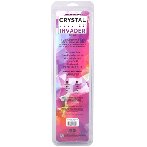 На фото фэнтезийный фаллоимитатор Doc Johnson Crystal Jellies - Invader Dong 8.5 Inch - Teal 