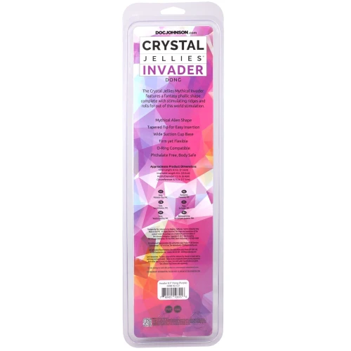 На фото фэнтезийный фаллоимитатор Doc Johnson Crystal Jellies - Invader Dong 8.5 Inch - Purple