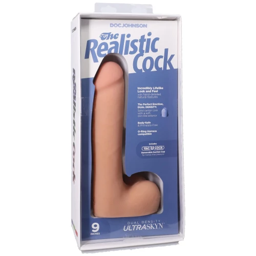 На фото фаллоимитатор Doc Johnson The Realistic Cock ULTRASKYN - 9 Inch with Balls Vanilla