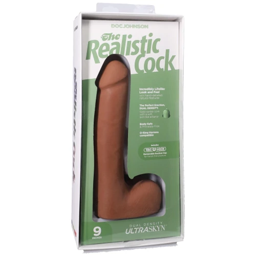 На фото фаллоимитатор Doc Johnson The Realistic Cock ULTRASKYN - 9 Inch with Balls Caramel