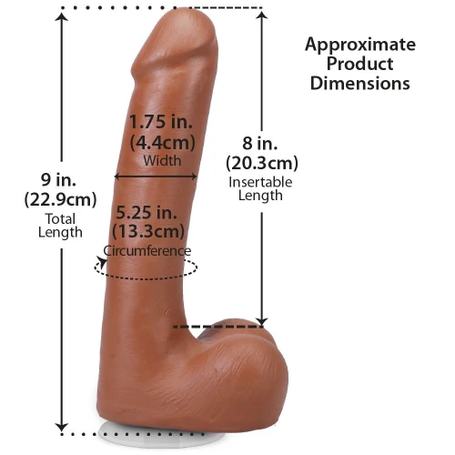 На фото фаллоимитатор Doc Johnson The Realistic Cock ULTRASKYN - 9 Inch with Balls Caramel