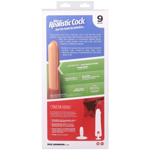 На фото фаллоимитатор Doc Johnson The Realistic Cock ULTRASKYN - 9 Inch with Balls Caramel