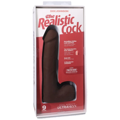 На фото фаллоимитатор Doc Johnson The Realistic Cock ULTRASKYN - 9 Inch with Balls Chocolate
