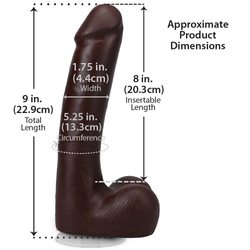На фото фаллоимитатор Doc Johnson The Realistic Cock ULTRASKYN - 9 Inch with Balls Chocolate