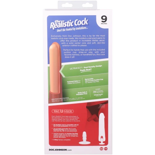 На фото фаллоимитатор Doc Johnson The Realistic Cock ULTRASKYN - 9 Inch Vanilla