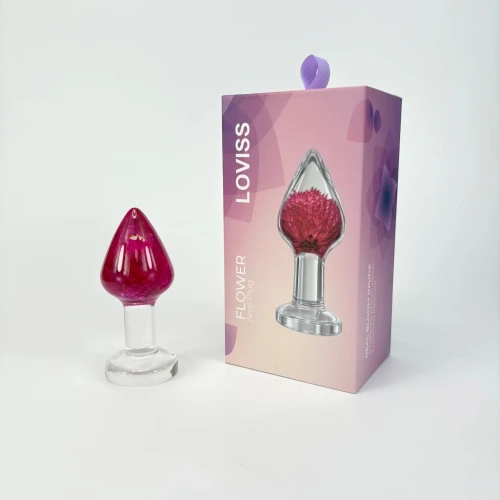 На фото роскошная анальная пробка Loviss Gomphrena Globosa Anal Plug с настоящим амарантом внутри