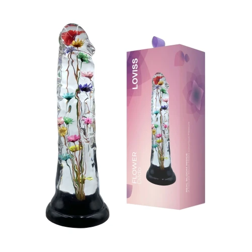 На фото дилдо Loviss Helichrysum Dildo, справжні квітки безсмертника всередині