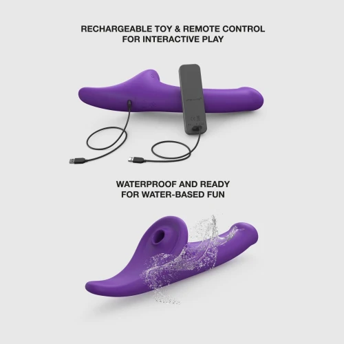 На фото вибронасадка для страпона с вакуумной стимуляцией Strap-On-Me Multi Orgasm Dildo S Purple