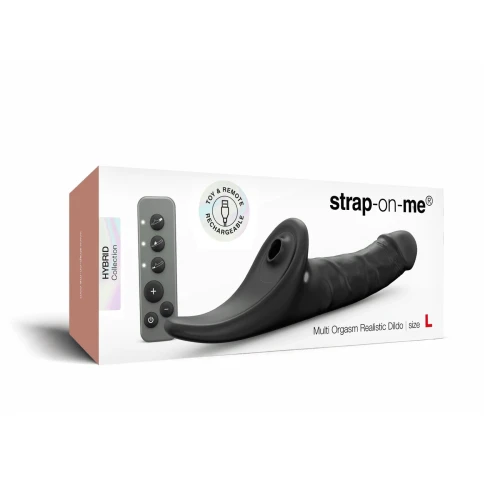 На фото вибронасадка для страпона с вакуумной стимуляцией Strap-On-Me Multi Orgasm Realistic Dildo L Black