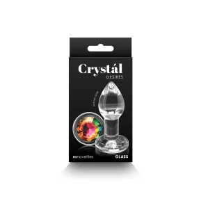 На фото стеклянная анальная пробка NS Novelties Crystal - Desires - Rainbow Gem - Small