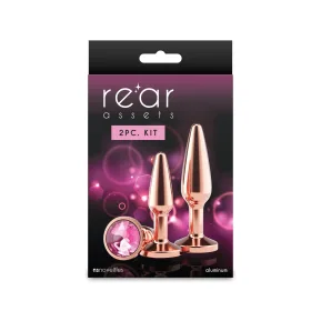 На фото набор анальных пробок NS Novelties Rear Assets - Tapered Trainer Kit - Rose Gold - Pink
