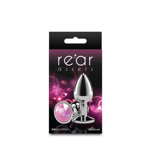 На фото анальна пробка NS Novelties Rear Assets - Silver - Small - Pink Gem