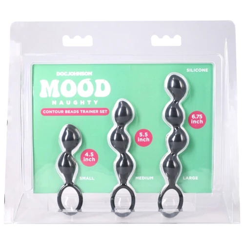 На фото набор анальных игрушек Doc Johnson Mood Naughty Contour Beads Trainer Set