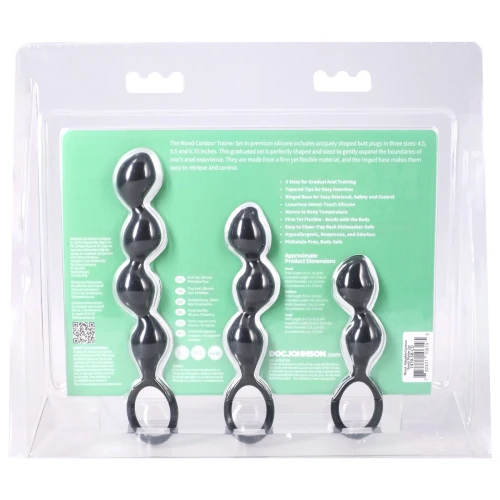 На фото набор анальных игрушек Doc Johnson Mood Naughty Contour Beads Trainer Set