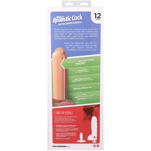 На фото фаллоимитатор Doc Johnson The Realistic Cock ULTRASKYN - 12 Inch Hung with Balls Vanilla