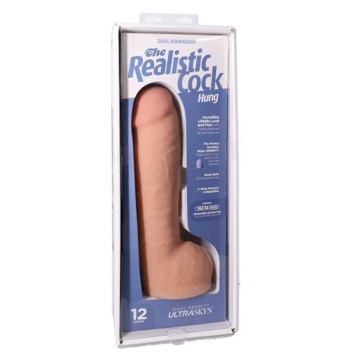 На фото фаллоимитатор Doc Johnson The Realistic Cock ULTRASKYN - 12 Inch Hung with Balls Vanilla