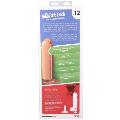 На фото фаллоимитатор Doc Johnson The Realistic Cock ULTRASKYN - 12 Inch Hung with Balls Chocolate