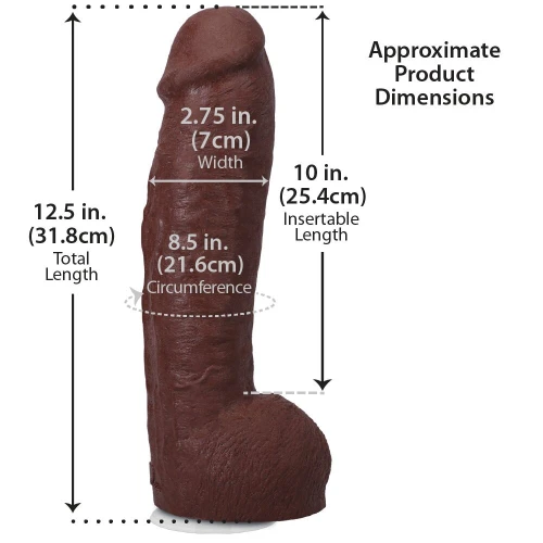 На фото фаллоимитатор Doc Johnson The Realistic Cock ULTRASKYN - 12 Inch Hung with Balls Chocolate