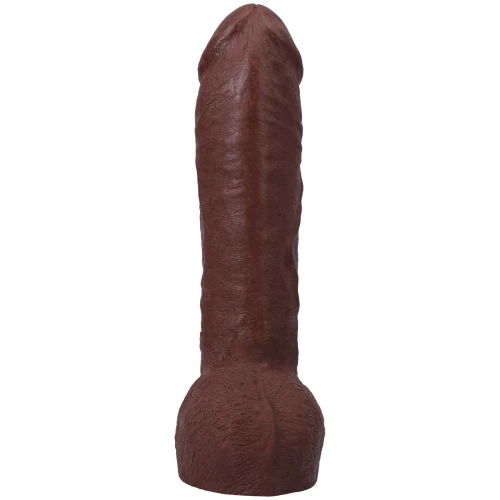 На фото фаллоимитатор Doc Johnson The Realistic Cock ULTRASKYN - 12 Inch Hung with Balls Chocolate