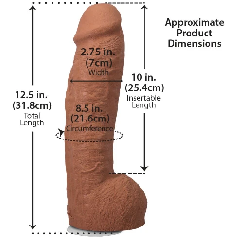 На фото фаллоимитатор Doc Johnson The Realistic Cock ULTRASKYN - 12 Inch Hung with Balls Caramel