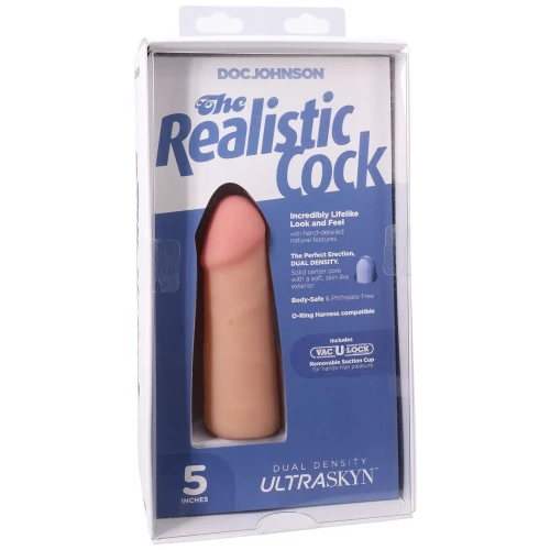 На фото фаллоимитатор Doc Johnson The Realistic Cock ULTRASKYN - 5 Inch Vanilla