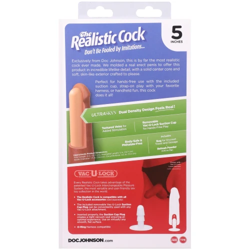 На фото фаллоимитатор Doc Johnson The Realistic Cock ULTRASKYN - 5 Inch Caramel