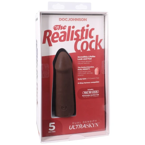На фото фаллоимитатор Doc Johnson The Realistic Cock ULTRASKYN - 5 Inch Chocolate