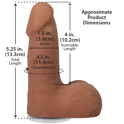 На фото фаллоимитатор Doc Johnson The Realistic Cock ULTRASKYN - 5 Inch with Balls Caramel