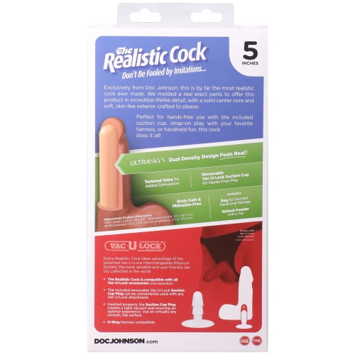 На фото фаллоимитатор Doc Johnson The Realistic Cock ULTRASKYN - 5 Inch with Balls Chocolate