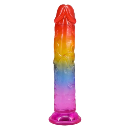 На фото дилдо Doc Johnson Crystal Jellies - 7 Inch Сlassic Dong - Rainbow