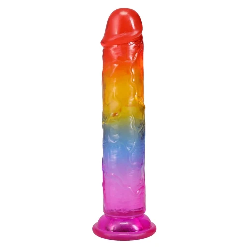 На фото дилдо Doc Johnson Crystal Jellies - 7 Inch Сlassic Dong - Rainbow