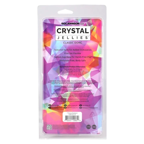 На фото дилдо Doc Johnson Crystal Jellies - 7 Inch Сlassic Dong - Rainbow