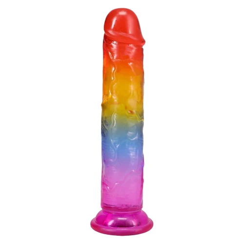 На фото дилдо Doc Johnson Crystal Jellies - 7 Inch Сlassic Dong - Rainbow