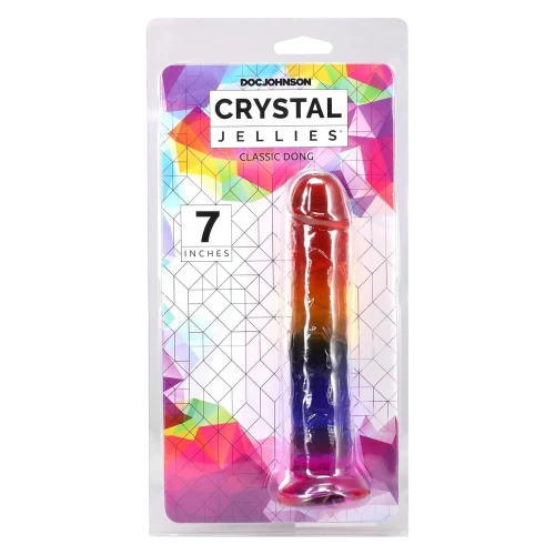 На фото дилдо Doc Johnson Crystal Jellies - 7 Inch Сlassic Dong - Rainbow